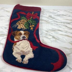 Festive Terrier Vintage Dog Christmas Stocking by Jack Russell. Pre-Owned.